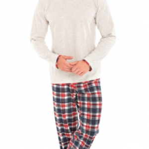 Pijama Masculino Xadrez - Mescla Pérola