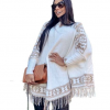 Poncho Feminino - Casaco de Inverno - Branco