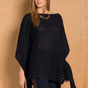 Poncho de Tricô Preto
